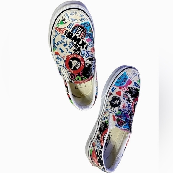 VANS BMX Slip-Ons Mash-Up Sticker Multi Color Women’s Size 5.5 - Picture 10 of 11